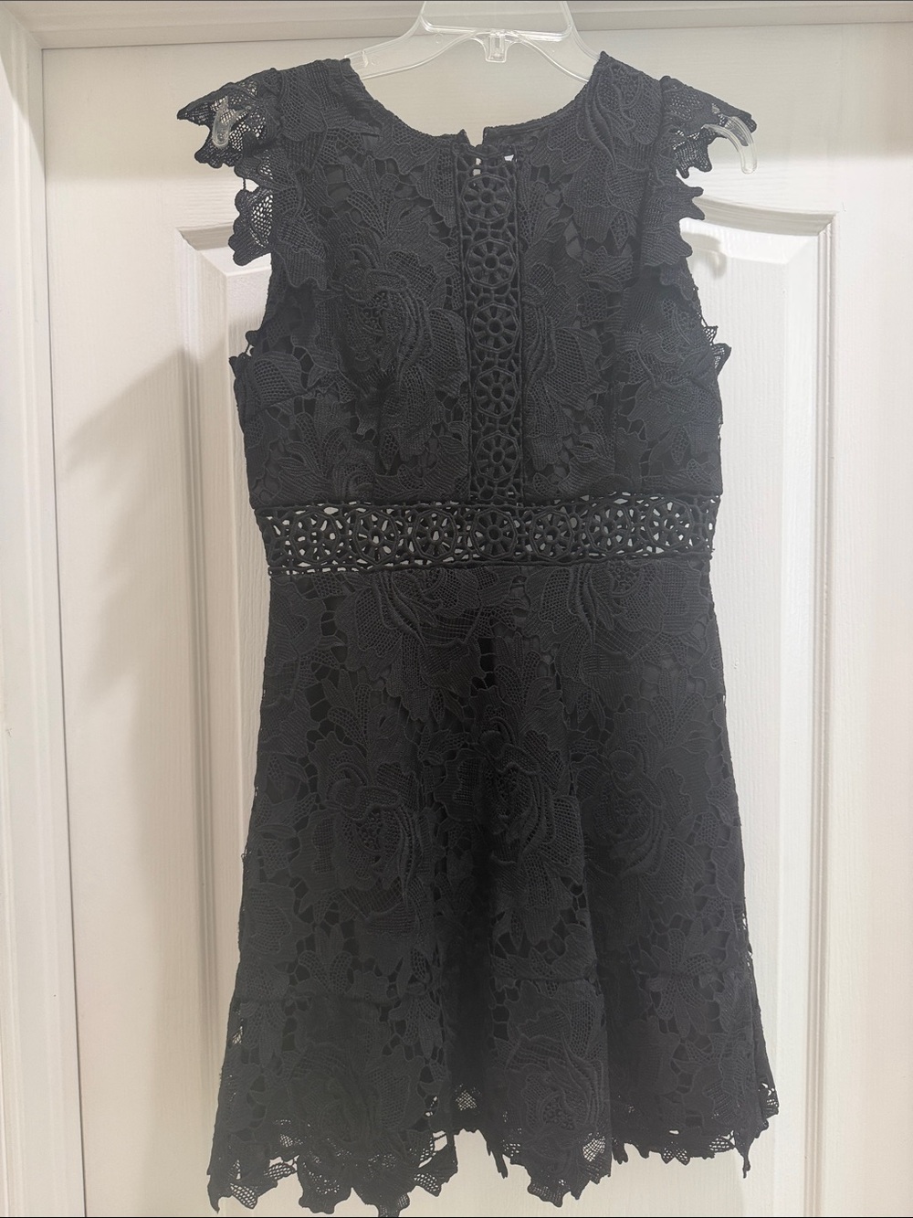 BB Dakota Black Lace Mini Dress with Floral Cutwork
